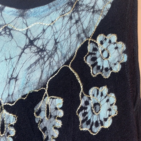 Asha bohemian tye dye dress in black and light blue with embroidery size Free - Picture 4 of 8